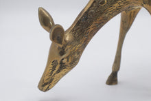 Load image into Gallery viewer, Vintage Korean Brass Grazing Deer Figurine 10 Inch Wildlife Sculpture