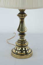 Load image into Gallery viewer, Polished Brass Table Lamp with Pleated Shade – 27.5" Tall