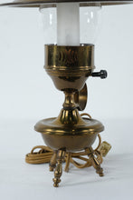 Load image into Gallery viewer, Brass Hurricane Style Electric Table Lamp Glass Chimney 14 Inch Tall