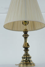 Load image into Gallery viewer, Polished Brass Table Lamp with Pleated Shade – 27.5" Tall