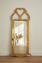 Load image into Gallery viewer, Mid Century Italian Cast Brass Heart Motif Wall Mirror 17 x 45