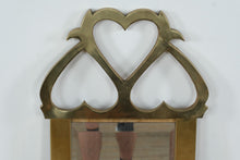 Load image into Gallery viewer, Mid Century Italian Cast Brass Heart Motif Wall Mirror 17 x 45