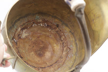Load image into Gallery viewer, Vintage Brass Coal Scuttle Fireplace Bucket Planter Porcelain Handles