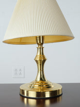 Load image into Gallery viewer, Brass Touch Table Lamp 18 Inch Pleated Shade 3 Way Bedside Accent Light