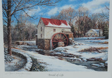 Load image into Gallery viewer, William Mangum Signed “Bread of Life” – Framed Winter Watermill Print (Limited Edition)