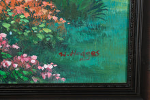 Load image into Gallery viewer, Original Oil Painting by W. Hodges – Stone Garden Bridge Scene – 28" x 24"