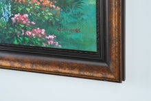 Load image into Gallery viewer, Original Oil Painting by W. Hodges – Stone Garden Bridge Scene – 28" x 24"