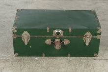 Load image into Gallery viewer, Vintage Green Steamer Trunk Metal Hardware Wood Grain Interior 31 Inch