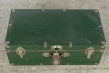 Load image into Gallery viewer, Vintage Green Steamer Trunk Metal Hardware Wood Grain Interior 31 Inch