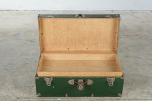 Load image into Gallery viewer, Vintage Green Steamer Trunk Metal Hardware Wood Grain Interior 31 Inch