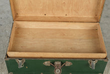 Load image into Gallery viewer, Vintage Green Steamer Trunk Metal Hardware Wood Grain Interior 31 Inch
