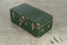 Load image into Gallery viewer, Vintage Green Steamer Trunk Metal Hardware Wood Grain Interior 31 Inch