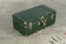 Load image into Gallery viewer, Vintage Green Steamer Trunk Metal Hardware Wood Grain Interior 31 Inch