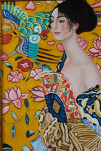 Load image into Gallery viewer, Gustav Klimt Signora con Ventaglio Interpretation Framed Canvas Print 28x32