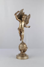 Load image into Gallery viewer, Bronze Winged Cherub Statue on Celestial Globe -18" Tall