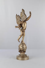 Load image into Gallery viewer, Bronze Winged Cherub Statue on Celestial Globe -18" Tall