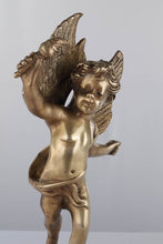 Load image into Gallery viewer, Bronze Winged Cherub Statue on Celestial Globe -18" Tall