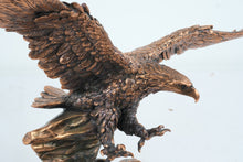 Load image into Gallery viewer, Large Bronze Finish Eagle Sculpture 17in Wingspan Wildlife Statue