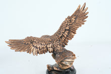 Load image into Gallery viewer, Large Bronze Finish Eagle Sculpture 17in Wingspan Wildlife Statue