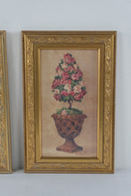 Load image into Gallery viewer, Pair Barbara Mock Floral Topiary Prints Gold Frames 16 Inch