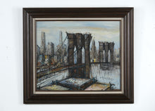 Load image into Gallery viewer, Brooklyn Bridge Original Oil Painting – Dynamic Urban Abstract by Ducham – Framed 31" x 27.5"