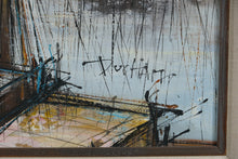 Load image into Gallery viewer, Brooklyn Bridge Original Oil Painting – Dynamic Urban Abstract by Ducham – Framed 31" x 27.5"