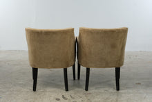 Load image into Gallery viewer, Pair of Vintage Tan Velvet Tufted Barrel Back Accent Chairs
