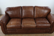 Load image into Gallery viewer, Hamilton Brown Genuine Leather Sofa 88 Inch Traditional Couch