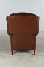 Load image into Gallery viewer, Traditional Brown Leather Recliner Chair with Nailhead Trim and Wingback Design