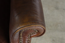 Load image into Gallery viewer, Traditional Brown Leather Recliner Chair with Nailhead Trim and Wingback Design