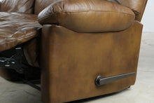 Load image into Gallery viewer, Brown Genuine Leather Triple Reclining Sofa with Manual Recliners