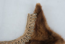 Load image into Gallery viewer, Vintage 1950s Beaded Mink Fur Collar with Satin Lining – Hand-Embroidered Trim