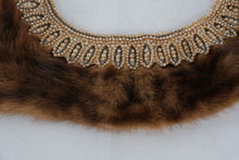 Load image into Gallery viewer, Vintage 1950s Beaded Mink Fur Collar with Satin Lining – Hand-Embroidered Trim