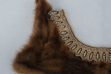 Load image into Gallery viewer, Vintage 1950s Beaded Mink Fur Collar with Satin Lining – Hand-Embroidered Trim