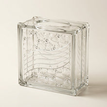 Load image into Gallery viewer, Clear Glass Block Vase with Wave and Bubble Design 7 5 Inch