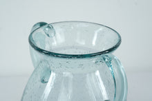 Load image into Gallery viewer, Hand Blown Aqua Glass Vase Double Handle Bubble Glass Jug Form 10 Inch