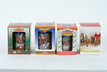 Load image into Gallery viewer, Budweiser Holiday Beer Steins Lot 1998 1999 2001 2012 Clydesdales w/ Boxes