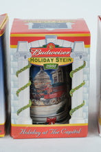 Load image into Gallery viewer, Budweiser Holiday Beer Steins Lot 1998 1999 2001 2012 Clydesdales w/ Boxes