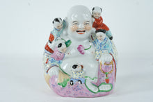 Load image into Gallery viewer, Chinese Porcelain Laughing Buddha With Children Figurine Made in China 10 Inch