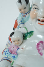 Load image into Gallery viewer, Chinese Porcelain Laughing Buddha With Children Figurine Made in China 10 Inch