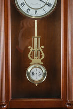 Load image into Gallery viewer, Bulova Regency-Style Wall Clock with Pendulum – Classic Mahogany Finish, Westminster Chime