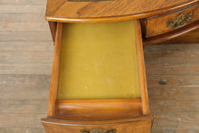 Load image into Gallery viewer, Rare Antique Burl Wood Corner Writing Desk with Inlaid Top & Brass Hardware