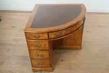 Load image into Gallery viewer, Rare Antique Burl Wood Corner Writing Desk with Inlaid Top & Brass Hardware