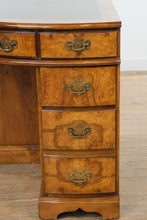 Load image into Gallery viewer, Rare Antique Burl Wood Corner Writing Desk with Inlaid Top & Brass Hardware