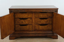 Load image into Gallery viewer, Carved Burlwood-Style Storage Credenza with Dovetailed Drawers