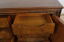 Load image into Gallery viewer, Traditional Burl Wood Two-Piece Cabinet with Carved Detailing & Interior Drawers