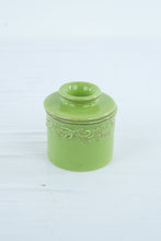 Load image into Gallery viewer, Butter Bell Lime Green Ceramic Butter Crock French Butter Keeper 2013