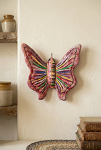 Load image into Gallery viewer, Hand Painted Butterfly Wall Hanging Pink Multicolor 3D Folk Art Sculpture
