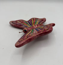 Load image into Gallery viewer, Hand Painted Butterfly Wall Hanging Pink Multicolor 3D Folk Art Sculpture