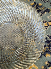 Load image into Gallery viewer, Vintage Pressed Glass plate – 10” Swirl Diamond Pattern Clear Serving Dish